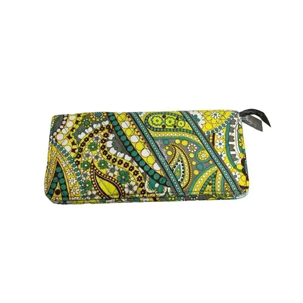 Vera Bradley lemon parfait travel wallet 9” X 4”